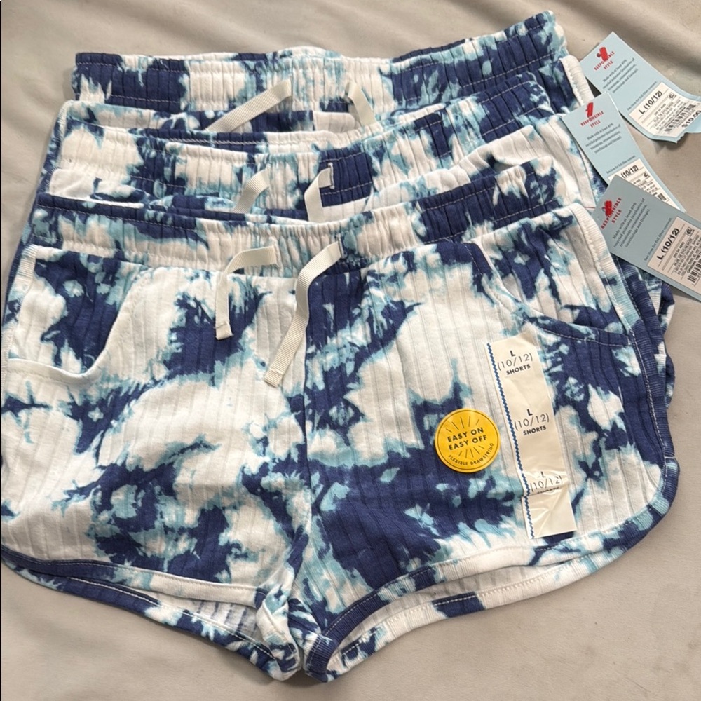 Cat & Jack Blue and White Tie-Dye Shorts